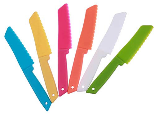 VALICLUD 6piezas Cuchillos Infantiles De Plástico Seguros con Dentados para Cortar Frutas Pan Ensaladas y Pasteles Herramientas Ergonómicas para Niño Niña y Bebés Actividades De Cocina Segu