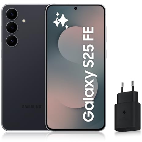 Samsung Galaxy S25 FE, Smartphone Android 5G avec Galaxy AI, 128 Go, Chargeur secteur rapide 25W inclus, Smartphone déverrouillé, Noir Absolu, Version FR