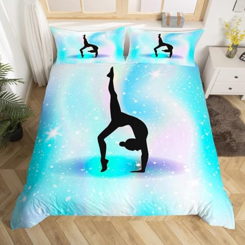 Funda Nordica Cama 90 Degradado Azul Microfibra 3D Funda Edredon 150x220 cm Gimnasia Ligero Transpirable Ropa de Cama con Cremallera y 2 Fundas de Almohada b-3207