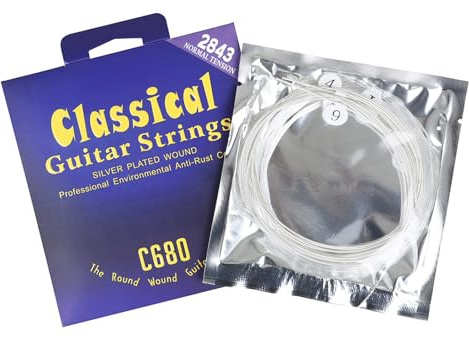 Lot de 6 cordes de guitare classique en nylon pour guitare acoustique folk 1ère à 6ème génération .028-.043