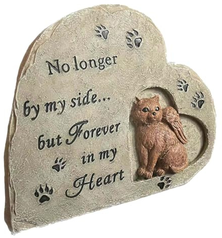 NUOBESTY Pierre Tombale Chat Résine pour Jardin Statue Commémorative Extérieure Durable Décoration Souvenir Animal de Compagnie