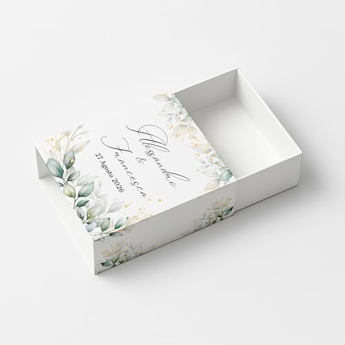 PV Grafik Set da 24 Pz Scatoline Porta Confetti Matrimonio Personalizzate, Bomboniera Portaconfetti Sposi, Bigliettini Inclusi, Regalo Invitati Nozze, Promessa, Anniversario(TiraM11)