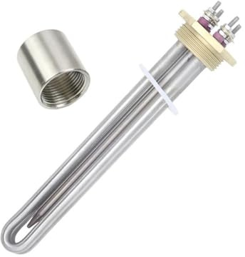 24V Heating Element 600w DC Water Heater With 1 1/4 BSP DN32 Copper Flange Solar Immersion Heating Element With 8mm Thermowell(Heater Female Thread)