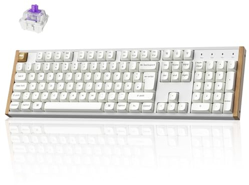 Keychron K10 HE kabellose Hall-Effekt-Tastatur, QWERTZ deutsches Layout, magnetische Schalter, programmierbar mit QMK/Launcher, Aluminium- und Holzrahmen, für Mac und Windows – Sonderedition (Weiß)