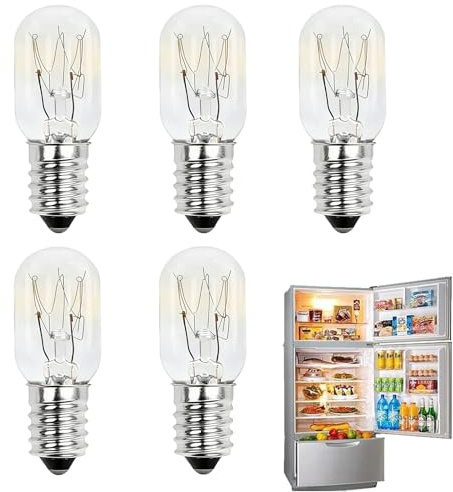 KRENIE 5 Pcs 15 W E14 Warm White Dimmable Fridge and Salt Lamp Bulbs