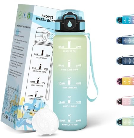 Mulbijeo Borraccia Palestra 500ML, Semplice e Portatile, Borraccia Bambini, Riutilizzabile, Borracce Motivazionale, A Prova di Perdite, Borracce per Corsa, Lavoro, Scuola, Campeggio