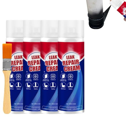 Lot De 4 Leak Repair Cream, Liquide D'étanchéité Noir, D'étanchéité Revêtement Imperméable Avec Pinceau, Scellants Répare-Fuites De Toiture Imperméables, Spray Pour Cadres De Fenêtre Salle