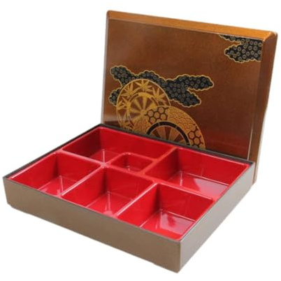 Sharplace Boîte à bento japonaise, boîte de conservation avec couvercle, plateau à sushis japonais, plat de service pour pique-nique, 6 Grille