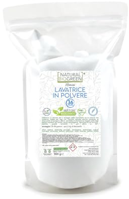 Naturalbiogreen Detersivo per Lavatrice in Polvere Ecologico Senza Profumo 900 gr