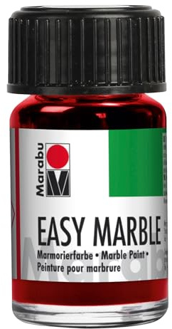 Marabu Marmorierfarbe Easy, Glasbehälter mit Tropfverschluss, rubinrot, 4.8 x 3 x 3.2 cm