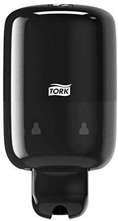 Tork Mini Liquid Soap Wall Mounted Dispenser for Liquid Soap, Shampoo, Lotion and Toilet Seat Cleaner, Elevation - 561008 - Compact, Economical S2 Dispenser System, Black