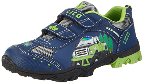 Lico MONSTERTRUCK V BLINK Unisex Barn Sneakers, Marinblå/citrongul, 27 EU