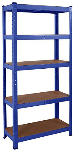 House of Home - Heavy Duty Garage Shelving Unit - Powder Coated Racking with 5 MDF Shelves, Ideal for Garage, Shed, Warehouse Storage - 875 kg Max Load Units - Blue - 70 x 30 x 150 (cm)