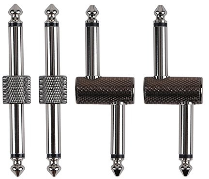 Rayzm Gitarrenpedal Patch Connector, Gitarre Effektpedal Anschlussstecker für Gitarre Pedalboards, 6.35mm (1/4) Stecker für Gitarrenpedal anstelle von Patchkabel, 4er Pack (2 Straight & 2 Z Type)