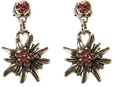 Alpenflüstern Trachten-Ohrstecker hängend Strassedelweiss mini - Damen-Trachtenschmuck, Trachten-Ohrringe in traditionellen Farben DOR046