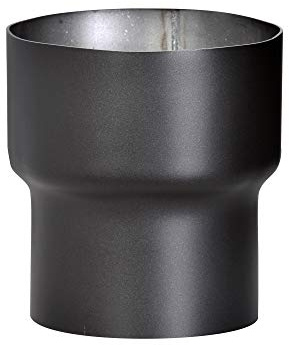 FIREFIX Raccord de transition R150/Ü8 (extension) pour tuyaux de fumée de 2 mm d'épaisseur, laqué noir, pour raccord de poêle de 120 mm à raccord mural de 150 mm