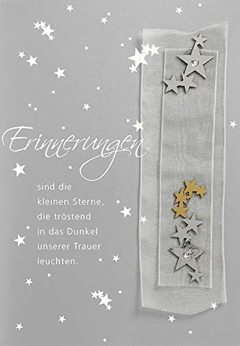 Trauerkarte Lifestyle - Sterne, Band mit Sternen - 11,6 x 16,6 cm