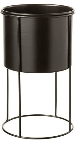 J-Line Blumentopf auf Beinen - Metall - schwarz - groß - Ø 18 cm