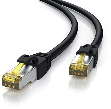CSL - 30m Cat 7 Outdoor Netzwerkkabel Gigabit Ethernet LAN Kabel - 10000 Mbit S - Patchkabel - Cat.7 Rohkabel S FTP Pimf Schirmung mit RJ 45 Stecker - abriebfest – ölbeständig – wasserfest – IP66