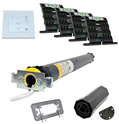 smarotech® Nachrüstset zum Modernisieren von Gurt/Kurbel auf Rollladenmotor Oximo 40 io 13/10 (bis 5,6m²) mit Smoove origin io pure inkl. smarotech® Montageset SW40 (für 40mm 8-kant-Wellen)