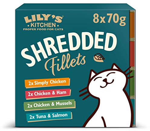 Lily’s Kitchen Nass Katzenfutter für Shredded Fillets 32er Pack (4 x 8 x 70g) Multipack
