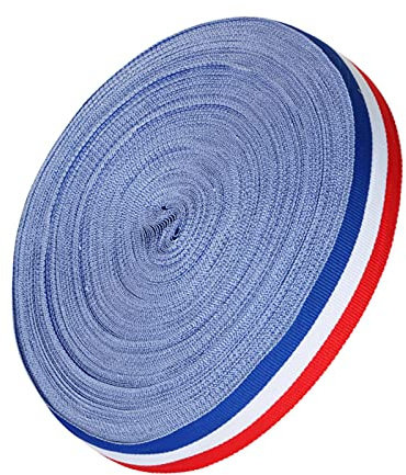 GANGYUAN 10M Tricolor dekoratives Nylonband Rot Weiß Blau für Kunst Handwerk und andere Nationale Feierlichkeiten (10M X 25MM)