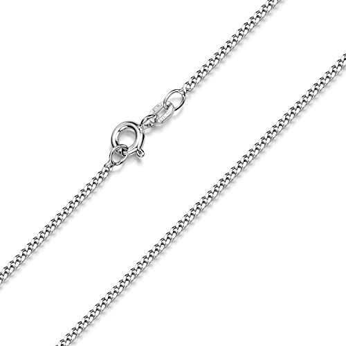 Panzerkette Damen Silber 925 flach 1,7mm Silberkette rhodiniert K78 | Hautfreundliche Kette aus Sterlingsilber ohne Anhänger in 40-70cm für Damen und Herren von MATERIA by Matthias Wagner