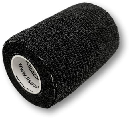 LisaCare 12er-Set 7,5cm breit - Cohesive Bandage Schwarz - Wundverband | Schienbeinschoner Tape - Fußball Bandagen Fuß für Sportverletzungen (Schwarz) - Zertifiziertes Medizinprodukt
