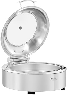 Royal Catering RCCD-RT7_6L Chafing Dish Round with Viewing Window 5.5 L Warming Container Rechaud Heat Container
