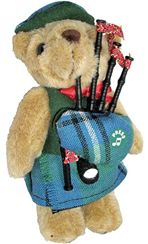 I LUV LTD Musikfigur Teddybär, Schottisches Geschenk für Irvine Tartan Clan, Hergestellt in Schottland