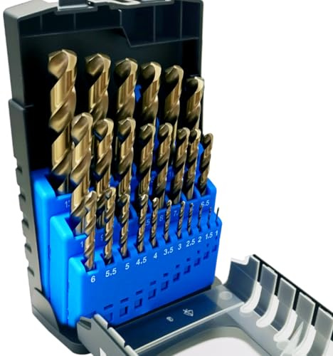 NORTOOLS Kobalt-Bohrerset, 25-tlg. (1,0–13,0 mm) HSS M35 5% Kobalt DIN338 Metall-Bohrerset für Edelstahl, Hartmetall, Gusseisen mit Aufbewahrungskasten 1-13 mm x 0,5 mm