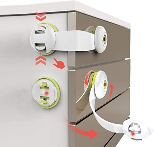 Child Safety Locks, Airydar 6 Pack Child Safety Cupboard Locks, No Tools or Drilling Needed, Baby Cabinet Locks for Kitchen Cabinets, Drawers, Appliances, Closet, Kitchen, Fridge and Oven