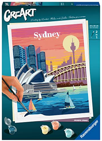 Ravensburger CreArt 23526 - Farbenfrohes Sydney - Malen nach Zahlen Erwachsene, DIY Malset mit Pinsel und Acrylfarben, Geschenk für Frauen und Männer, Malen für Erwachsene