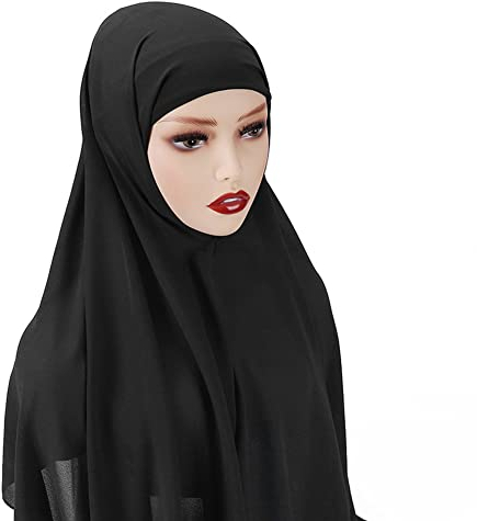 Damen Muslim Chiffon Hijab Kopftuch Turban Hut Hals Muslim Kopfbedeckung Atmungsaktiv Sonnenschutz Chemo Kappe Haar Islamischen Abaya Dubai Mädchen Elegante Gesichtsschleier Hidschab Schal Ramadan