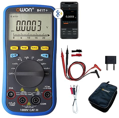 OWON B41T+ Bluetooth Digital Multimeter,22000 Counts Auto Ranging Digital 3 in 1 Multimeters with Bluetooth True RMS Backlight Test Meter for Electrical Testing
