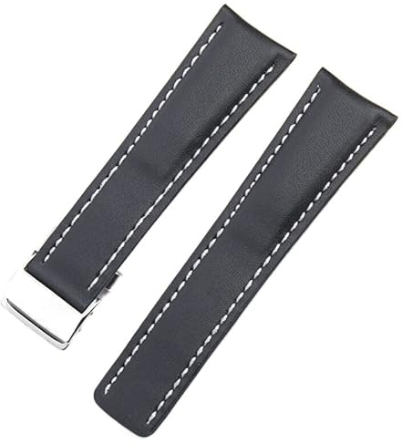 BONOOL 22mm 24mm echtes Leder schwarz braun Armband für Breitling Herrenuhr Armband Faltschließe