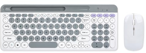 Combo de teclado y mouse inalámbricos de modo dual 2.4G BT5.0 Teclado de membrana BT 3 canales Can C Conectar cuatro dispositivos Teclado recargable Conectividad de dos modos Diseño ergonómico