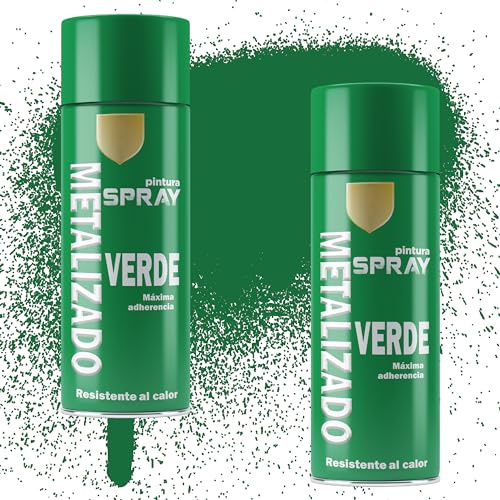 Etrexonline Pintura Spray Multicolor Profesional | 400ml | Adecuado para Metal, Madera & Plástico | Verde Metalizado | Secado Rápido | Paquete de 2