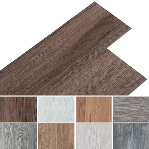 INMOZATA PVC-Bodenbelag 36Stk selbstklebende Vinyl-Bodenbelag wasserdichte Bodenaufkleber für Küche Bad Haus Bodenfliese, 91.5 X 15.2CM, Eiche geräuchert