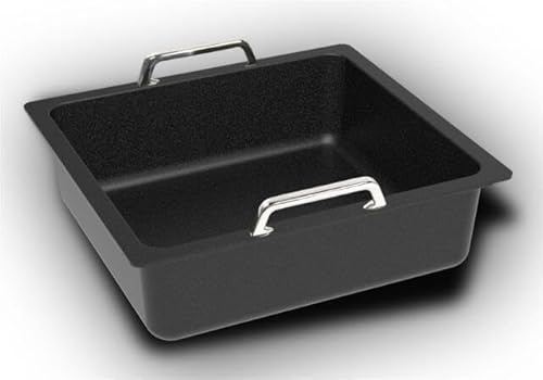 AMT Gastroguss Gastronorm - Behälter extra hoch GN 2/3 glatter Boden, induktionsgeeignet, 35,4 cm x 32,5 cm, 10 cm hoch, mit Edelstahlgriffen, Lotan® Antihaft-Veredelung, AMZN-I-103733-G