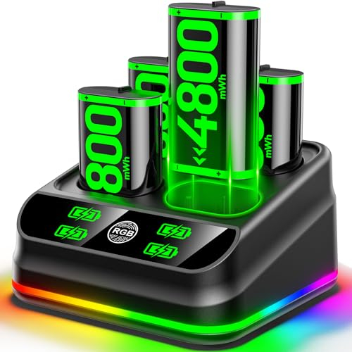 4X 4800mWh Bateria Mando Xbox, Battery Recargable para Mando Xbox, Batería Xbox con Cargador para Xbox Series S|X/Xbox One/One S/One X/Elite, Accesorios Xbox
