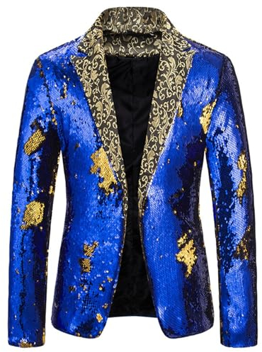 Capodanno Riunione di Fine Anno Festa di Famiglia Degli Uomini Oversize Casual Danza Paillettes Vestito di Moda Giacca Marcatori di Vetro di Vino Uomini in Costume Da, Blu, M