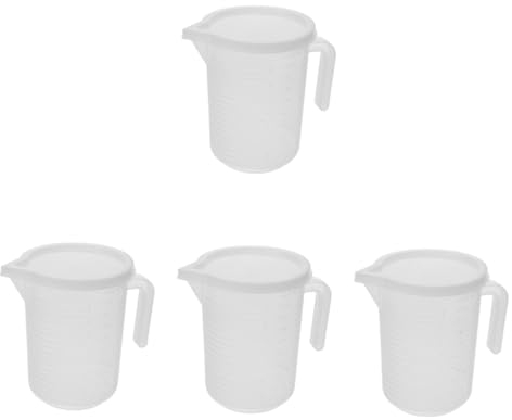 Garneck 4 Pz Misurino Contenitore Di Misura Misurini Brocche Brocca Di Misurazione Bicchiere Graduato Coppa Dell'olio Motore Brocca Di Miscelazione Bianca Plastica Riutilizzabile