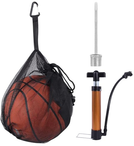 YFPOPONE Schwarze einzelne Balltasche mit Reißverschlusstasche, Ball-Aufbewahrungstasche mit Pumpe, robuster Sportballhalter, Sportausrüstung, Basketballnetztasche, Fußballtasche zum Tragen