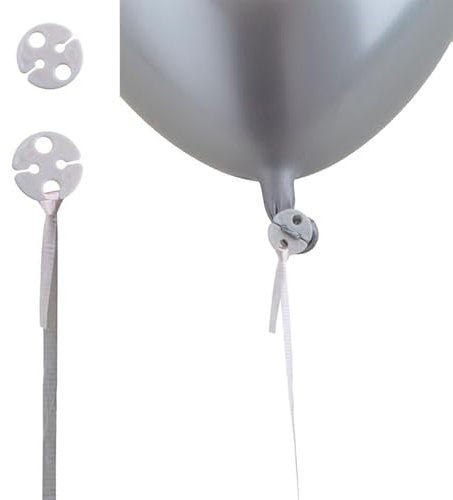 NEU Ballonverschlüsse mit Band, weiß, 100 Stück