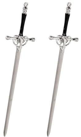 2 Pcs Chinesische Haarnadeln Schwert, Haarstäbchen Schwert, Haarstab Metall, Elegant Vintage Haargabel Klein Einfach für Frauen Mädchen, Schöne Haarschmuck für Feste Frisur Haar Dekoratives (Silber)