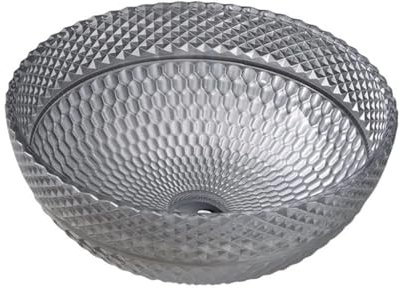 ZCSO Vessel Sink Bathroom Vessel Sink Hotel Art Countertop Sink Round Fashion Wash Basin Tempered Glass Wash Basin Bathroom Vanity(C,Sink only)