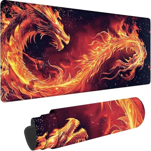 Red Mouse Pad 1200 x 600mm xxl Mouse Mat Dragon Large Gaming Mouse Mat Improved Precision and Speed, with Precision Locked Edges, Non-Slip Rubber Base for Home Office Work Large Desk Mat, Gifts 4-1