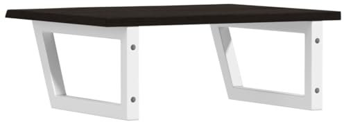 Tidyard Waschtischplatte mit Halterung Aufsatz-Waschbecken Baumkante Echtholzbohle Naturkante Massivholz Design Waschtisch schwebend Wandmontage Badezimmer Holzplatte 60 x 50 x 2 cm (L x B x T)