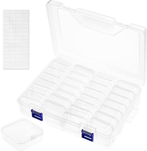 Diamond Painting Aufbewahrung, 28 Fächer Perlen Aufbewahrungsbox mit Deckel, Clear Diamond Painting Aufbewahrungsbox Kunststoff Diamond Painting Zubehör Boxen für Perlen, Diamanten und Kleinteile